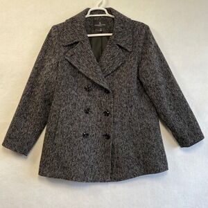 London Fog Womens XXL Tweed Pea Coat Wool Blend Double Breasted Jacket